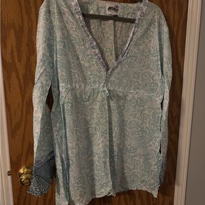 Hiho Light Blue Paisley Print Swim Coverup, Large